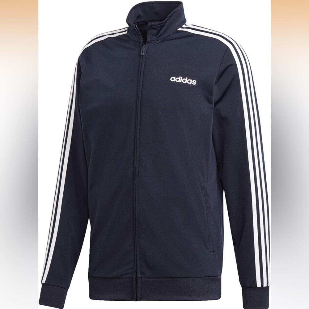 Adidas Men's Black and White Full Zip Track Jacket - size small